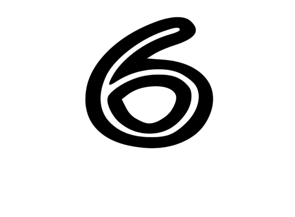 Bold Outlined Comic Mono Number 6 for Graphics and Crafts