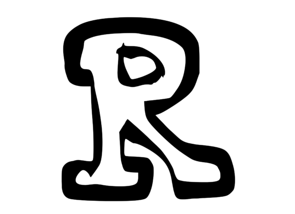 Bold Punk Hand Drawn Mono Letter R for Creative Graphics
