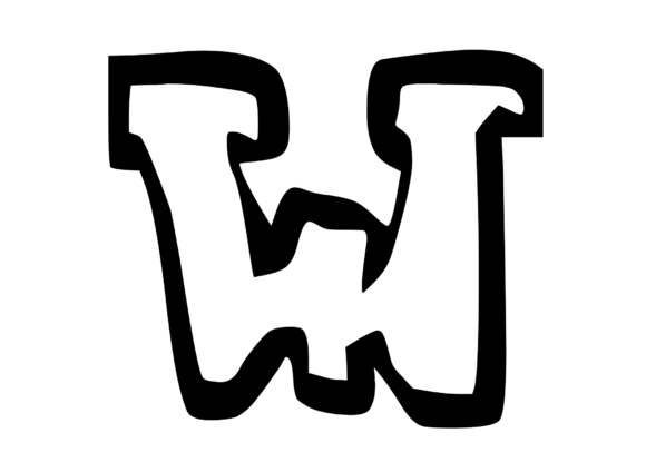 Bold Punk Hand Drawn Mono Letter W for Crafts and Graphics