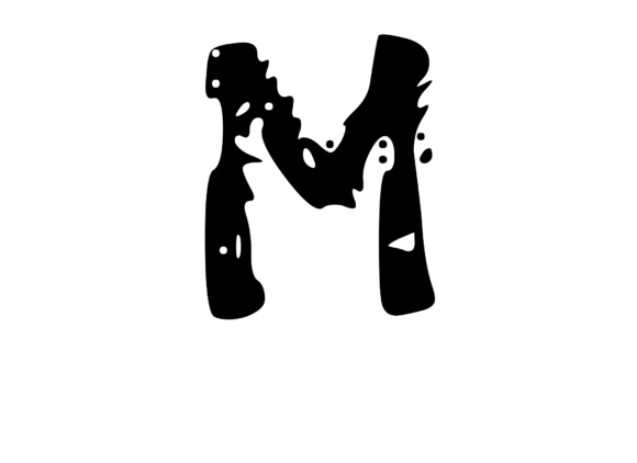 Decaying Rotten Mono Letter M for Crafts and Graphics