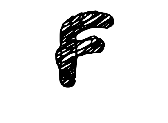 Rough and Messy Scribbled Mono Letter F for Crafts
