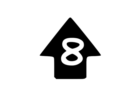 Up Arrow with Children's Playful Mono 8: A Crafty Graphic Gem